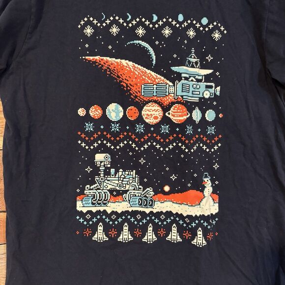 Loot Crate Exclusive NASA 8-Bit Space Ugly Christmas Sweater T-Shirt Mens XL Tee - Picture 2 of 7